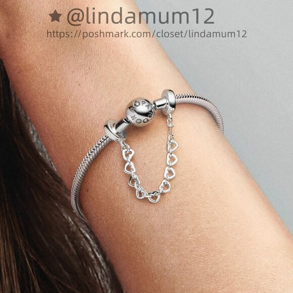 Pandora Linked Hearts Safety Chain - Picture 3 of 4